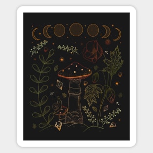 Goblincore Aesthetic Cottagecore Dark Academia Mushroom Sticker